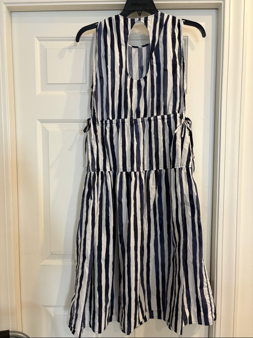 Marie Oliver Blue & White Striped Tie-Shoulder Tiered Midi Dress - Picture 4 of 6